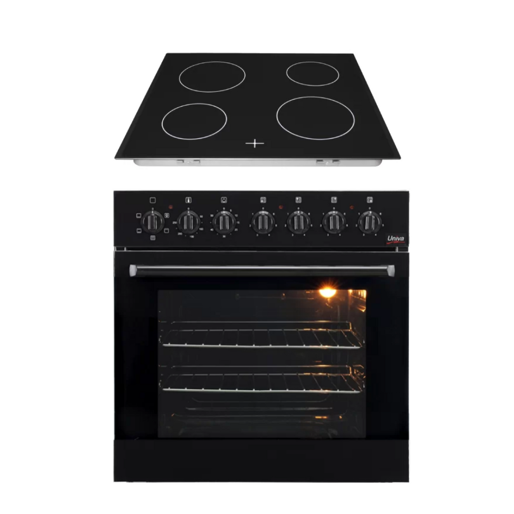 Univa Under Counter Oven & Ceran Hob - Black