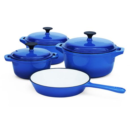 Fine Living - Double Blue Cast Iron Pot Set - Set of 7 Buy Online in Zimbabwe thedailysale.shop