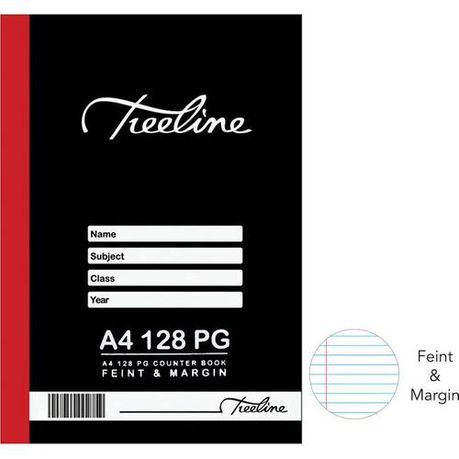 Treeline Hard Cover Counter Books 128 page A4 - Feint & Margin (Pack of 10) Buy Online in Zimbabwe thedailysale.shop