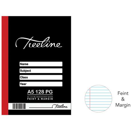 Treeline Manuscript Books A5 128 pg Feint & Margin (Pack of 10) Buy Online in Zimbabwe thedailysale.shop