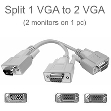 Load image into Gallery viewer, Raz Tech VGA Splitter Cable 1 Male 15 pin to Female 2 VGA Adapter 15 pin - White
