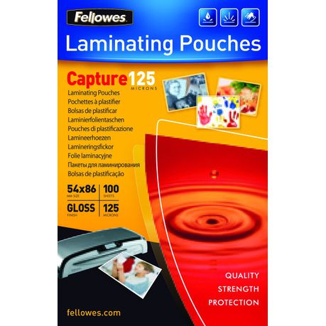 Fellowes Capture125 54x86mm Gloss Laminating Pouches - 125 micron (Pack of 100)