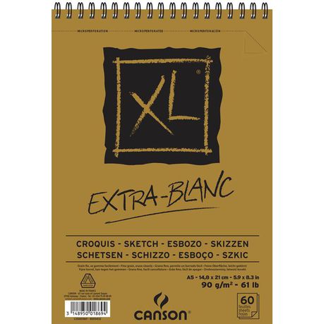 Canson XL Exttra Blanc Spiral Bound 60S A5 90G Buy Online in Zimbabwe thedailysale.shop