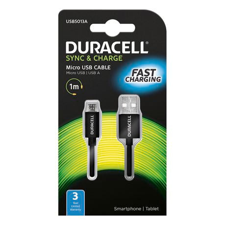 Duracell Micro USB Sync & Charge Cable - Black Buy Online in Zimbabwe thedailysale.shop