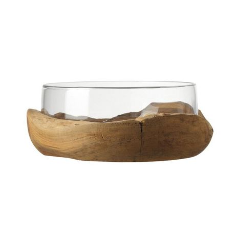 Leonardo Glass Bowl Candle Holder in Teak Bowl Base TERRA 28cm Buy Online in Zimbabwe thedailysale.shop