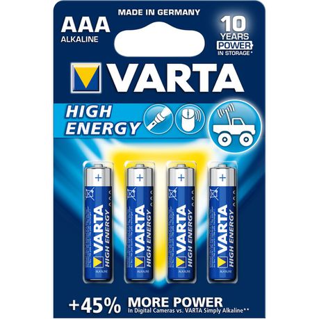 Varta  AAA High Energy Batteries - 4 Pack Buy Online in Zimbabwe thedailysale.shop