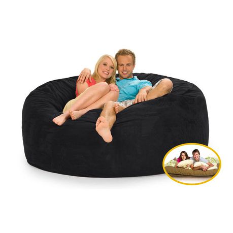 Comfyzak 140cm Beanbag - Black Suede