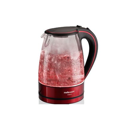 Mellerware - 1.7 Litre Vision Cordless Glass Kettle - Red