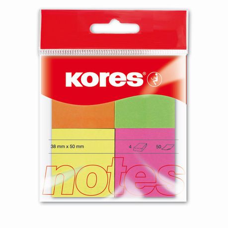 Kores Notes 38x50mm Multicolour Neon 4-Colour 50 Sheets Buy Online in Zimbabwe thedailysale.shop