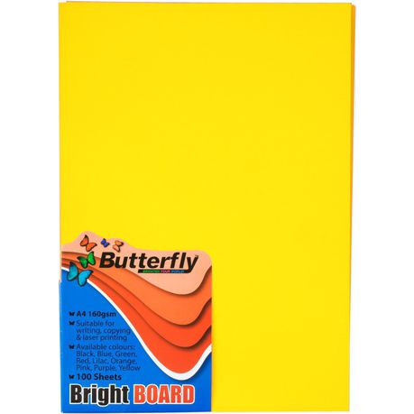 Butterfly A4 Bright Board 100s - Yellow Buy Online in Zimbabwe thedailysale.shop