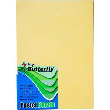 Butterfly A4 Pastel Board 100s - Yellow Buy Online in Zimbabwe thedailysale.shop