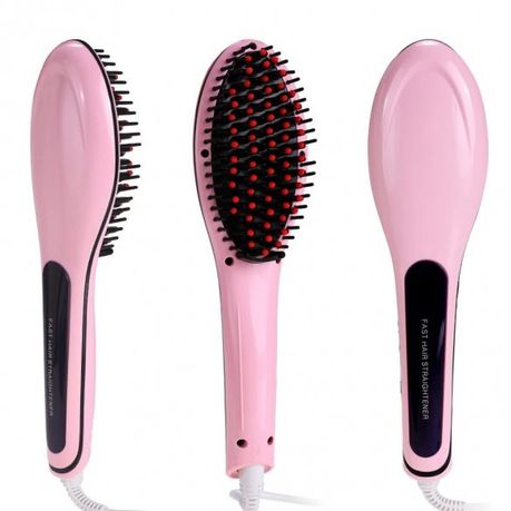 Electric Fast Hair Straightener Brush Comb with LCD Display - Pink Buy Online in Zimbabwe thedailysale.shop