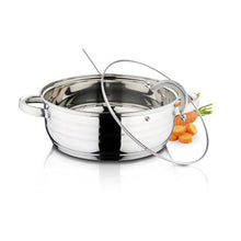 Load image into Gallery viewer, Blaumann 24cm Oven Safe Stainless Steel Shallow Soup Pot with Glass Lid Gourmet Line
