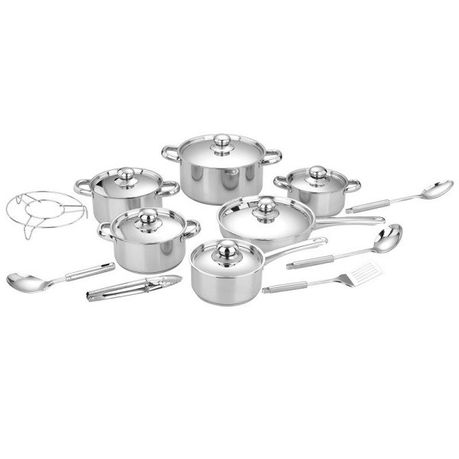 18-Piece Satin Finish Stainless Steel Induction Ready Cookware Set