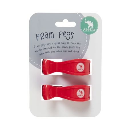 All4Ella 2 Pack of Pram Pegs - Red