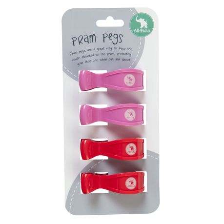 All4Ella 4 Pack of Pram Pegs - Pink & Red