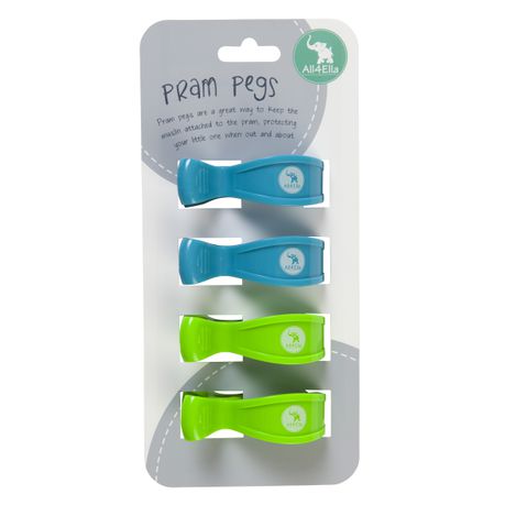 All4Ella 4 Pack of Pram Pegs - Blue & Green(Fluro)