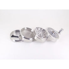 Load image into Gallery viewer, 4 Piece 63mm Tobacco Spice Herb Hand-Cranked Grinder - Zinc Alloy
