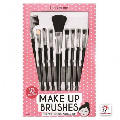 10 Piece Make Up Brush Set - Black