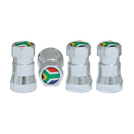 Tyre Valve Caps Sets With S.A Flag Insignia (Silver) XB2009 Buy Online in Zimbabwe thedailysale.shop