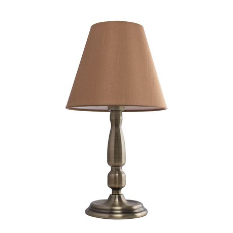 Bright Star Lighting - Bronze Table Lamp With Beige Fabric Shade