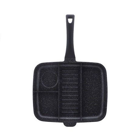 Royalty Line 32cm Marble Coating 4-in-1 Grill & Fry Pan - Black