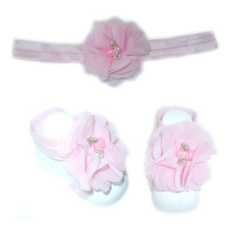 Diamante Headband with Barefoot sandal - Baby Pink Buy Online in Zimbabwe thedailysale.shop