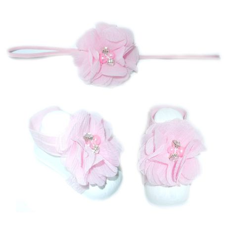 Thin Diamante Headband with Barefoot sandal - Baby Pink Buy Online in Zimbabwe thedailysale.shop