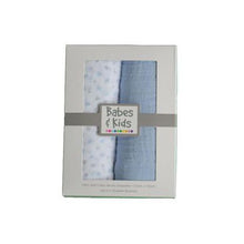 Load image into Gallery viewer, Babes &amp; Kids - 100% Cotton Muslin/Swaddle Blanket Gift Set - Blue
