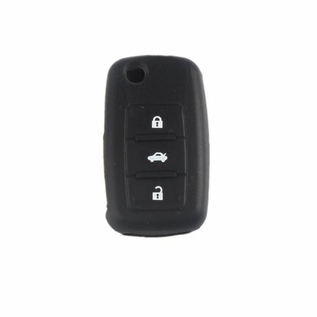 Rubber Silicone Case Cover for VW Key (3 Button) - Black