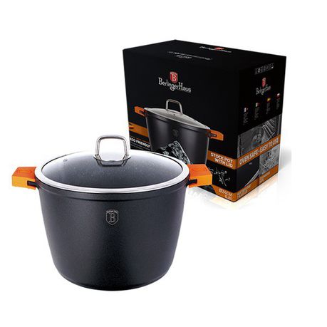 Berlinger Haus 24cm Marble Coating Oven Safe Stock Pot with Lid Black - Granit Diamond Line Buy Online in Zimbabwe thedailysale.shop