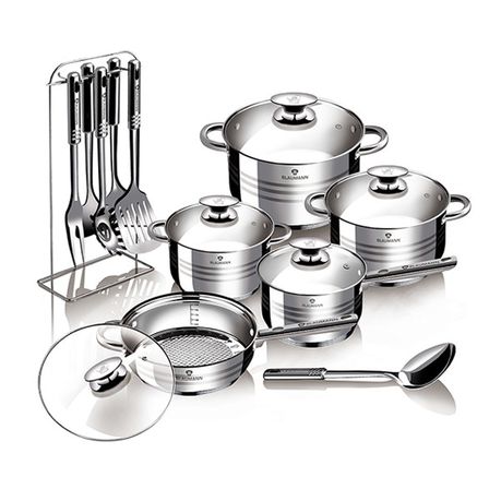 Blaumann 17-Piece Stainless Steel Induction Bottom Jumbo Cookware Set Buy Online in Zimbabwe thedailysale.shop