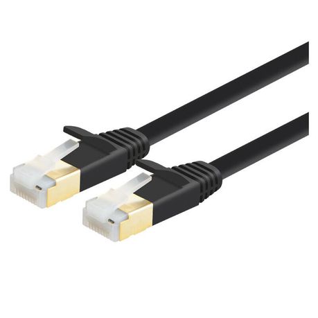 CAT7 10G Ethernet Flat Network Cable with Gold Plated RJ45 10m Black Buy Online in Zimbabwe thedailysale.shop