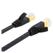 Load image into Gallery viewer, CAT7 10G Ethernet Flat Network Cable with Gold Plated RJ45 10m Black
