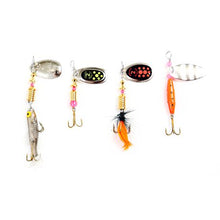 Load image into Gallery viewer, FishX 4-Piece Freshwater / Saltwater Fishing Lure Spinner Pack
