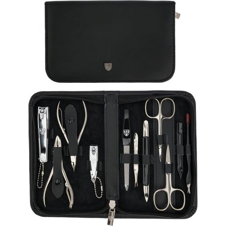 Kellermann Manicure Set Leather Extra-Fine Black L7871FN 11 Piece