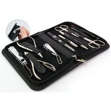 Load image into Gallery viewer, Kellermann Manicure Set Leather Extra-Fine Black L7871FN 11 Piece
