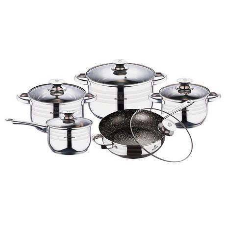 Blaumann Jumbo Cookware Set with Glass Lid - 10 Piece Stainless Steel Buy Online in Zimbabwe thedailysale.shop