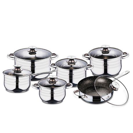 Blaumann 12-Piece Stainless Steel Jumbo Cookware Set With Marble Coating Fry Pan Bl-3167 Buy Online in Zimbabwe thedailysale.shop