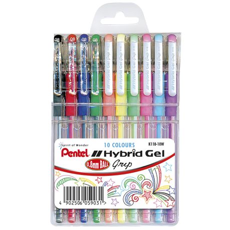 Pentel Hybrid Gel Grip 0.8mm Pens - Wallet of 10 Buy Online in Zimbabwe thedailysale.shop