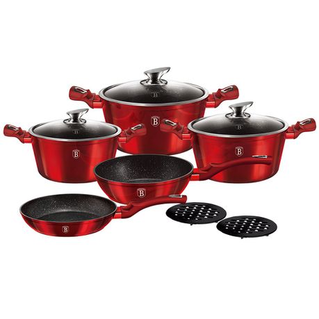 Berlinger Haus 10 Piece Marble Coating Cookware Set - Burgundy Metallic Line Buy Online in Zimbabwe thedailysale.shop
