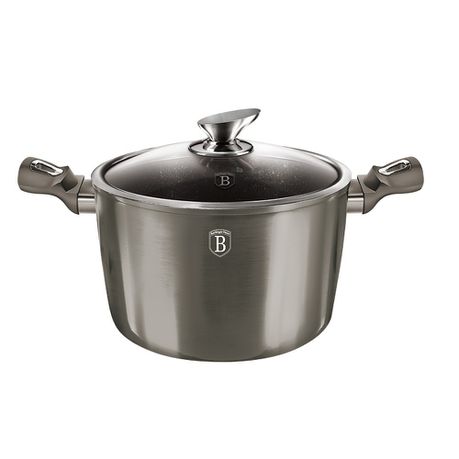 Berlinger Haus 26cm Marble Coating Stock Pot with Lid - Carbon Metallic