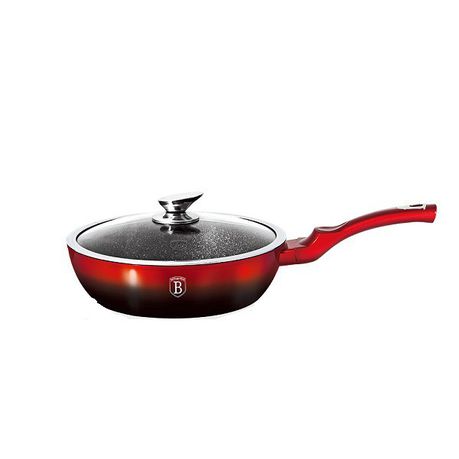 Berlinger Haus 24cm Marble Coating Deep Frypan with Lid - Black Burgundy Edition Buy Online in Zimbabwe thedailysale.shop