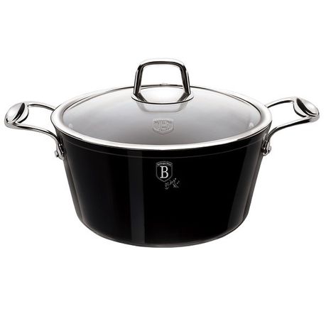 Berlinger Haus 24cm Marble Coating Casserole with Lid - Royal Black Collection