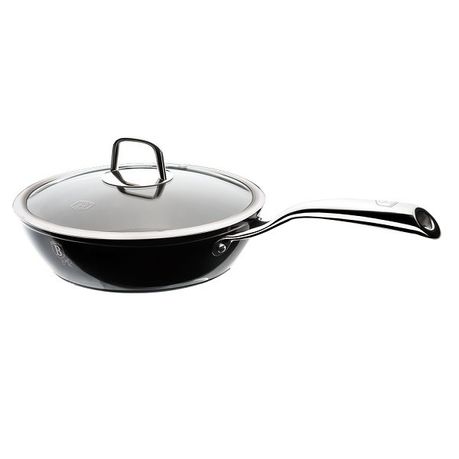 Berlinger Haus 24cm Marble Coating Deep Frypan with Lid - Royal Black Collection
