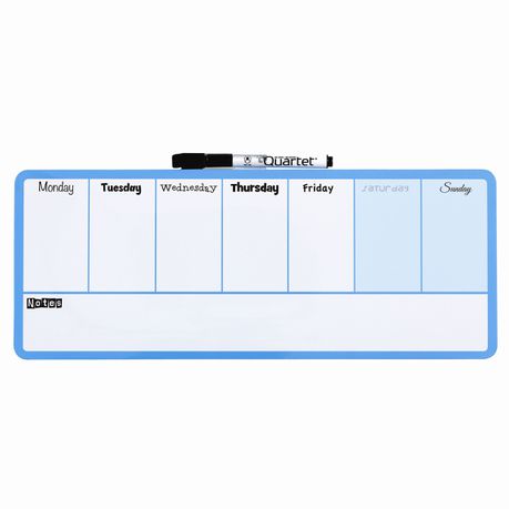 Quartet Magnetic Dry Erase Weekly Organiser - Blue (140mm x 360mm) Buy Online in Zimbabwe thedailysale.shop