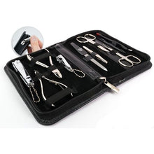 Load image into Gallery viewer, Kellermann 3 Swords Manicure Set 7872 PN Black - 10 Piece
