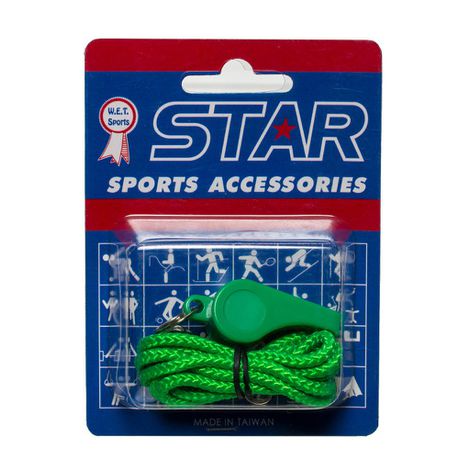 Star Plastic Whistle With Lanyard - Green