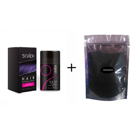 Sevich Hair Building Fibers 12g with 12g Refill Bag - Dark brown (Parallel import)