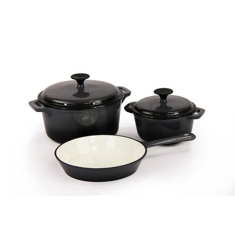 Fine Living - Grey Lifestyle Cast Iron Cookware - Set of 5 Buy Online in Zimbabwe thedailysale.shop